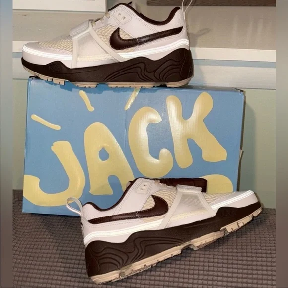 Cactus Jack by Travis Scott White and Brown Sneakers - Picture 4 of 12